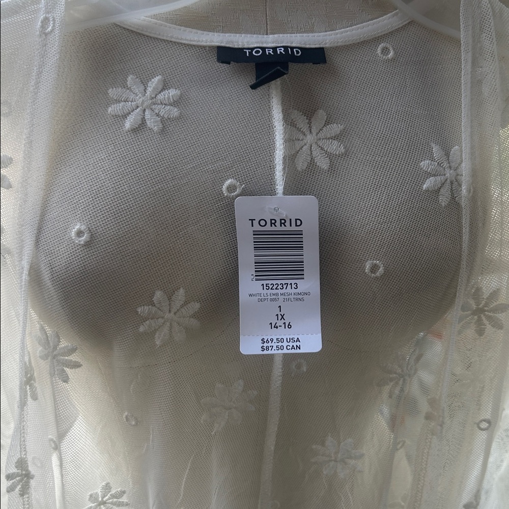 Torrid Scallop Mesh Kimono - Picture 6 of 9